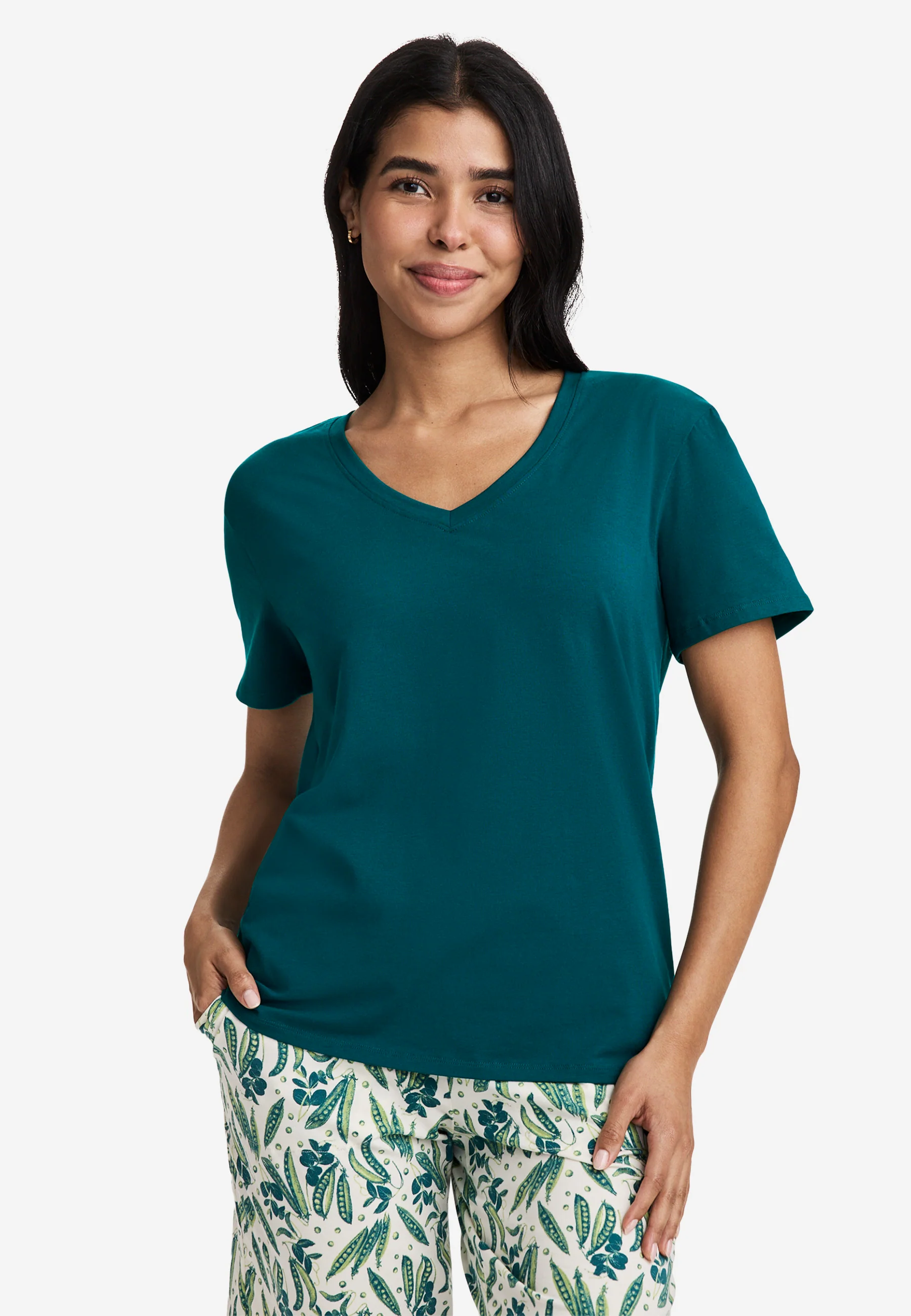 Jockey® Cotton Stretch Short Sleeve V-Neck Top - Image 20